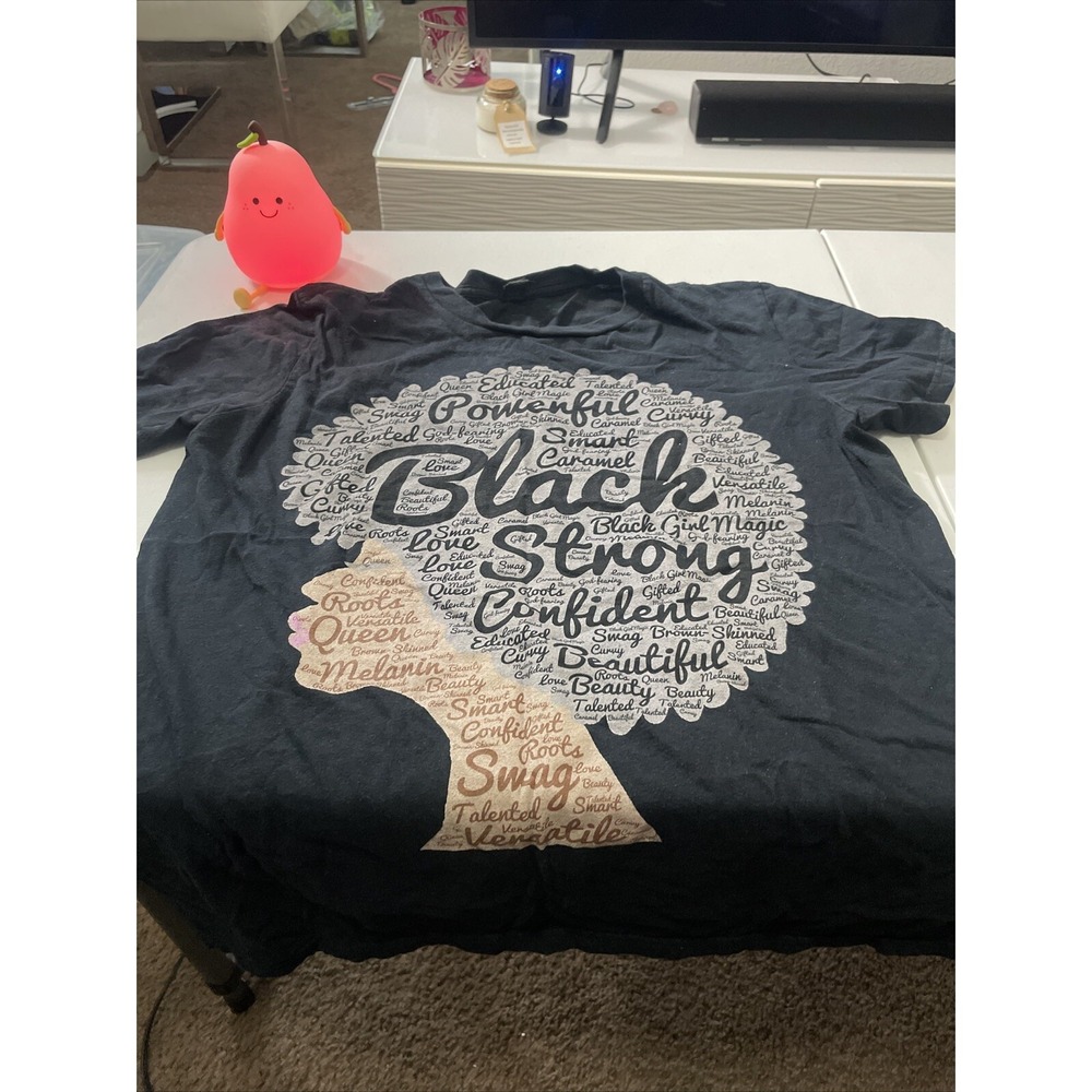 Black Women Afro Word  ANVIL Black Women's T-Shirt (0435)